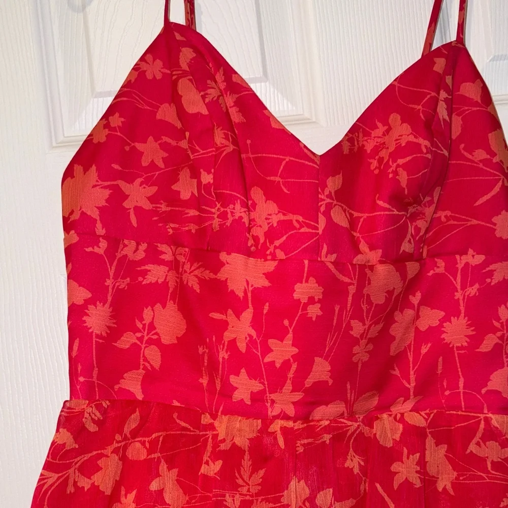 Amanda Uprichard Pink Floral Tiered Spaghetti-Strap Gown - Picture 7 of 14